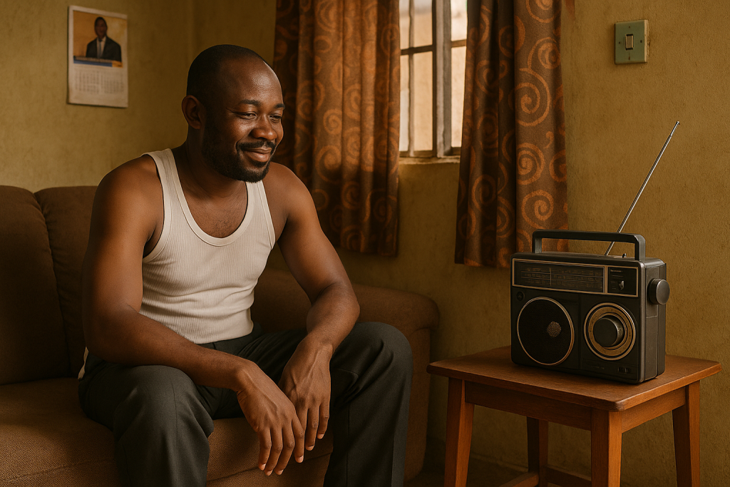 Man listening to radio waiting for Oneplay draws